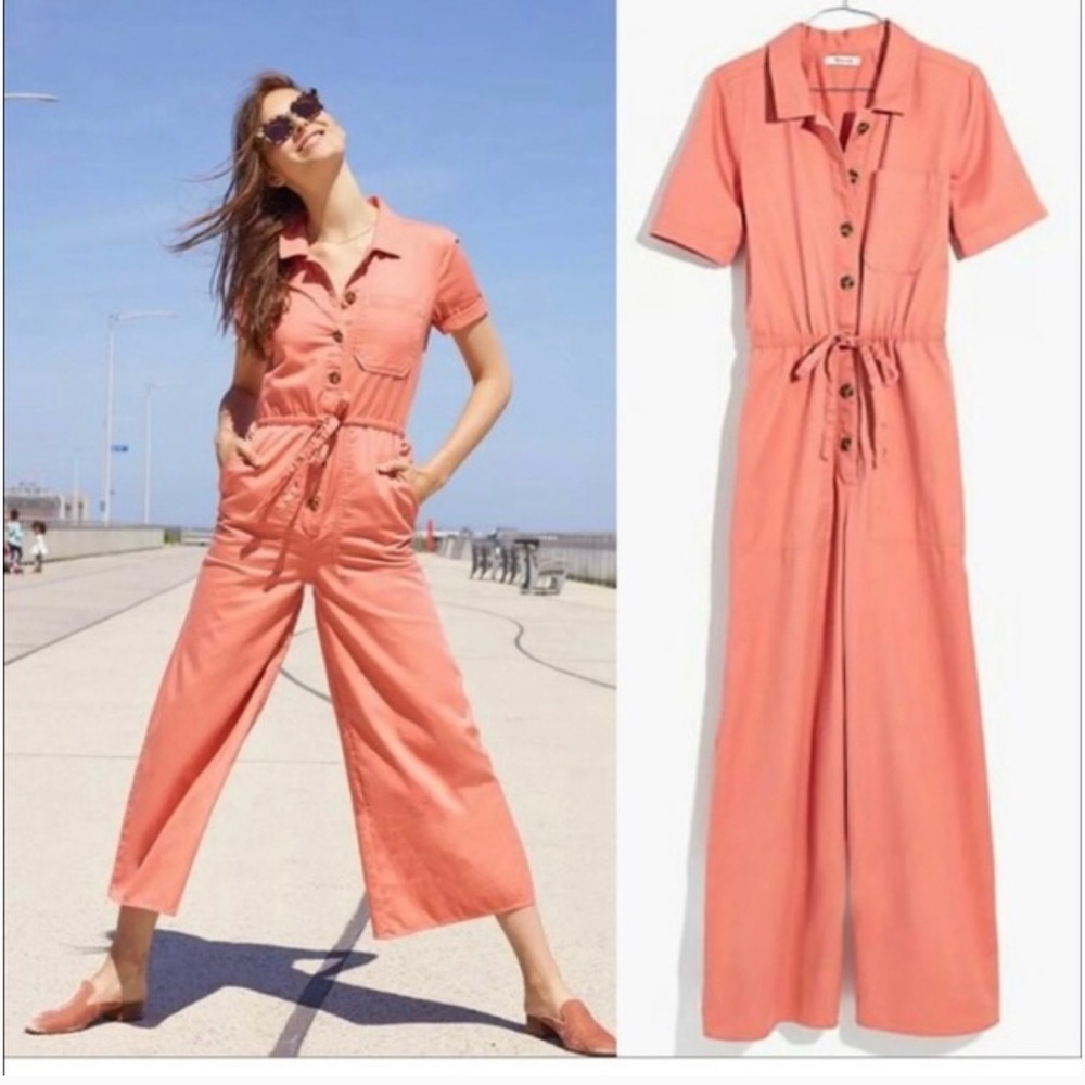 Madewell Coral Wide-Leg Jumpsuit